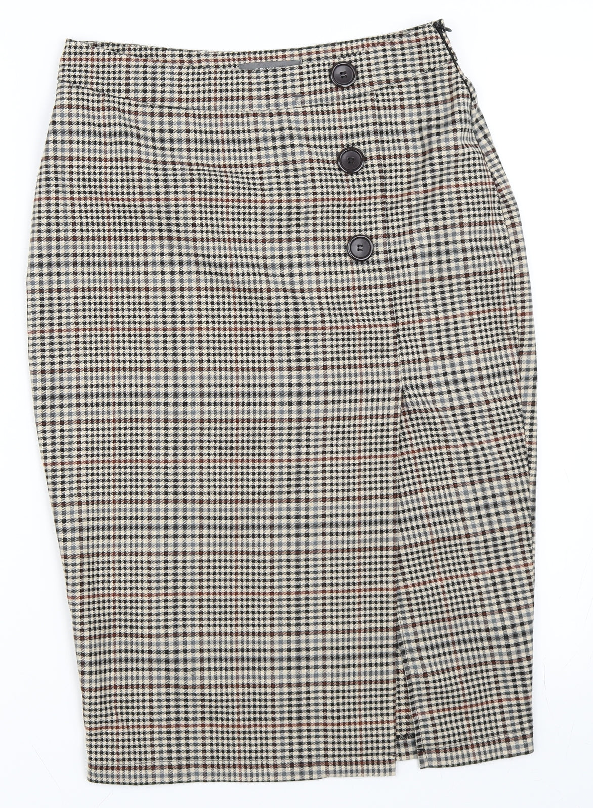 Primark Womens Beige Check  Straight & Pencil Skirt Size 10