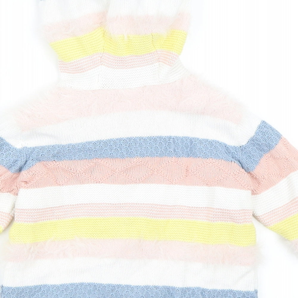 TU Girls Pink Striped  Full Zip Jumper Size 18-24 Months