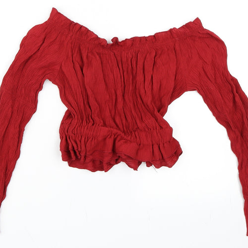 Preworn Womens Red   Cropped Blouse Size S