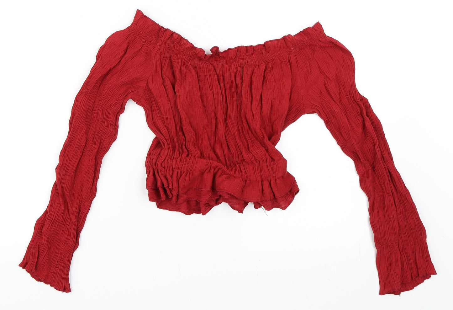 Preworn Womens Red   Cropped Blouse Size S