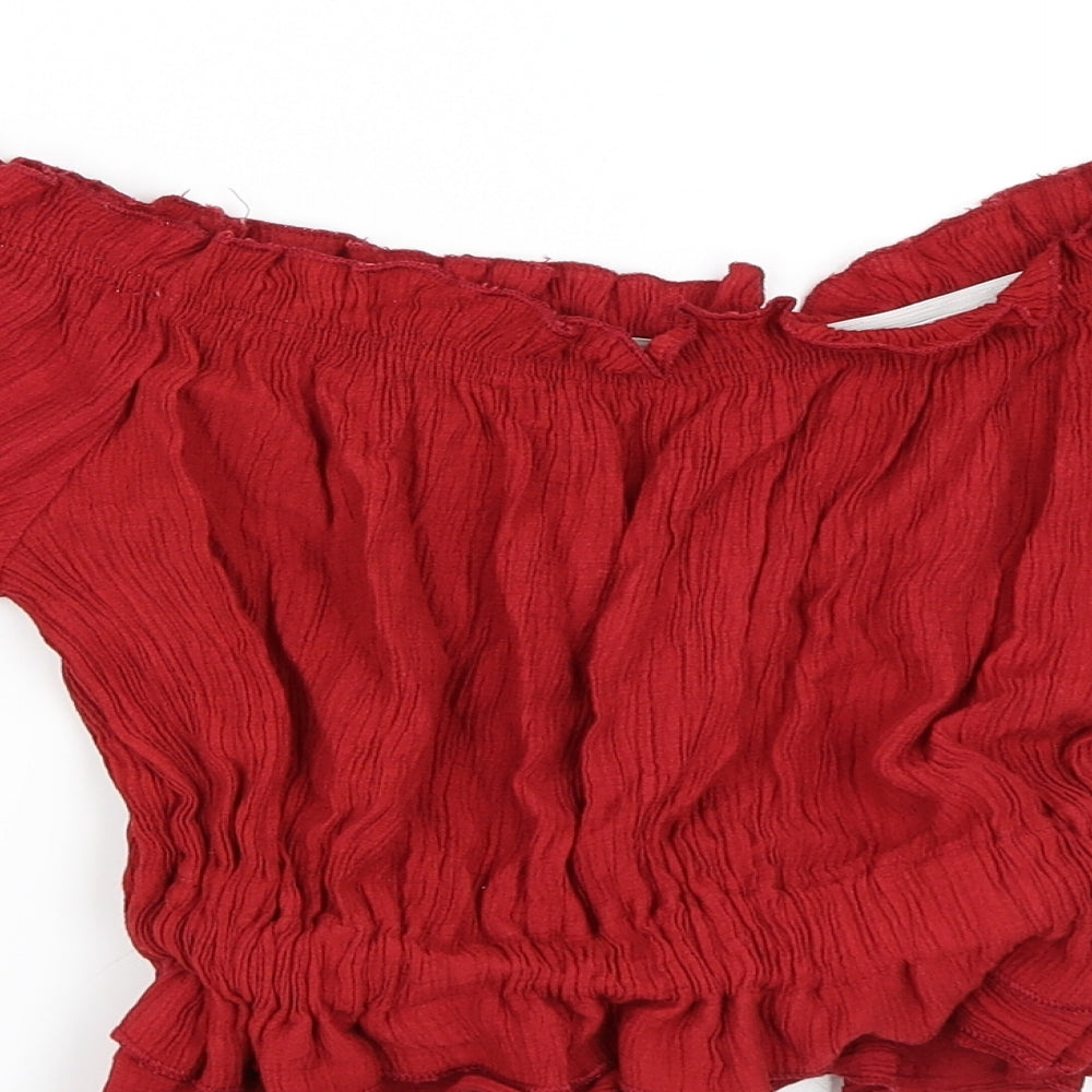 Preworn Womens Red   Cropped Blouse Size S