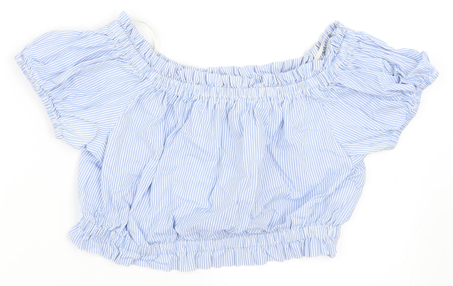FOREVER 21 Womens Blue Striped  Cropped Blouse Size M