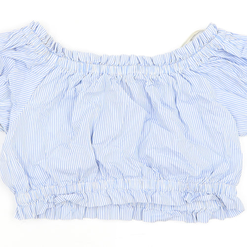 FOREVER 21 Womens Blue Striped  Cropped Blouse Size M