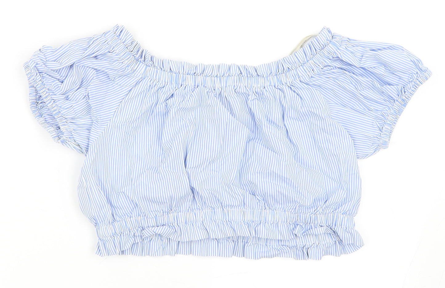 FOREVER 21 Womens Blue Striped  Cropped Blouse Size M