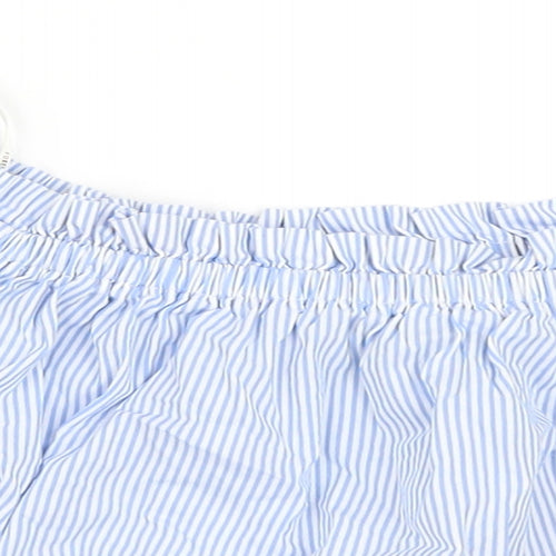 FOREVER 21 Womens Blue Striped  Cropped Blouse Size M