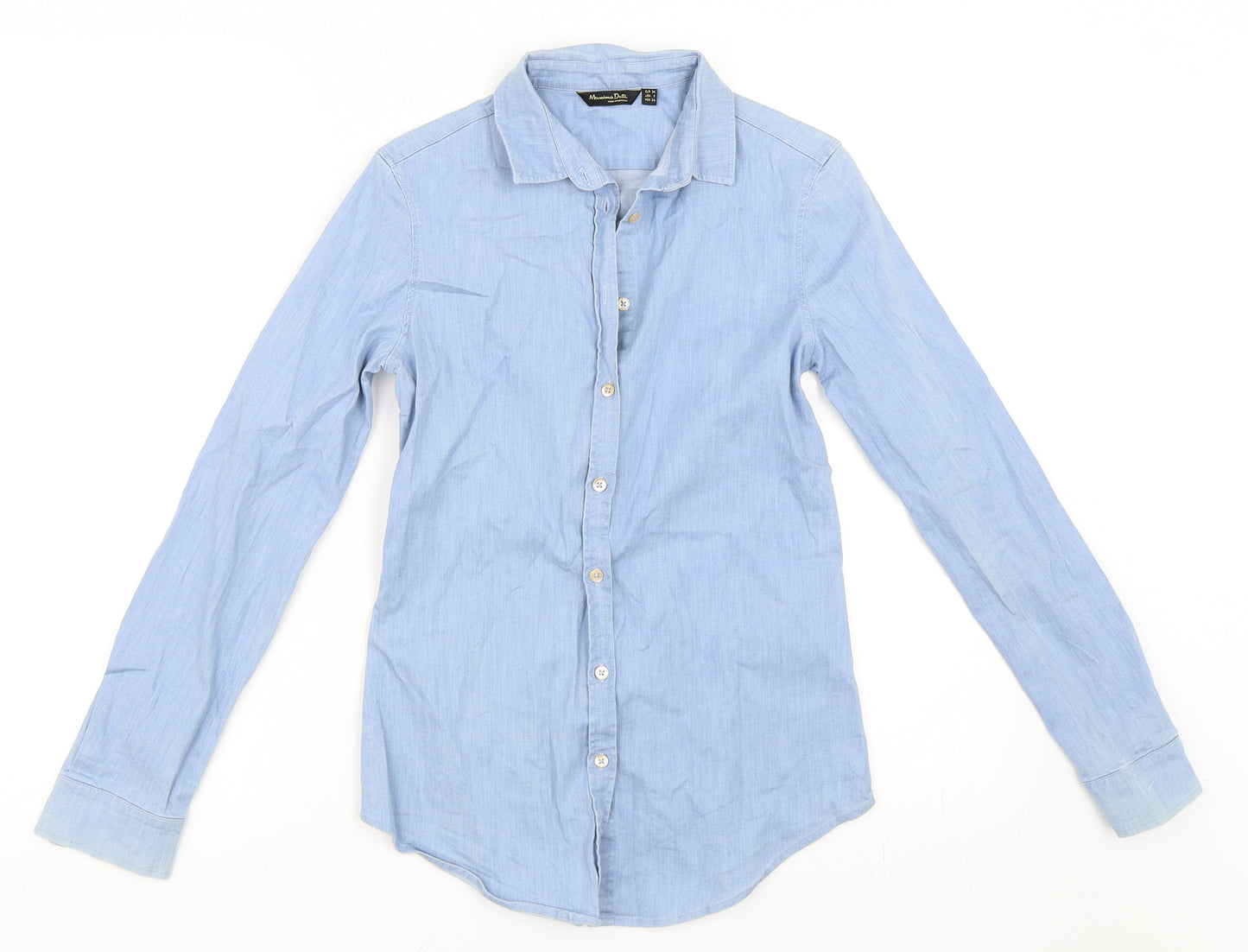 Massimo Dutti Womens Blue   Basic Button-Up Size 34