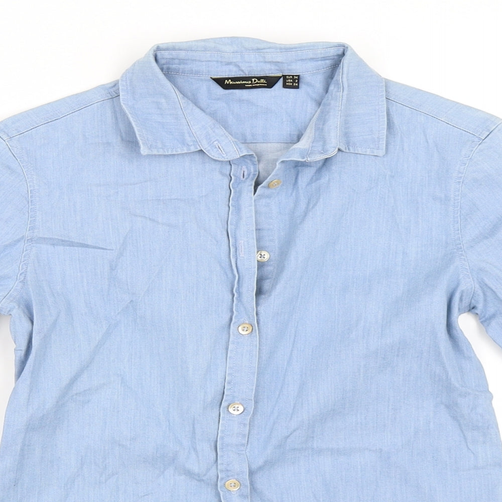 Massimo Dutti Womens Blue   Basic Button-Up Size 34
