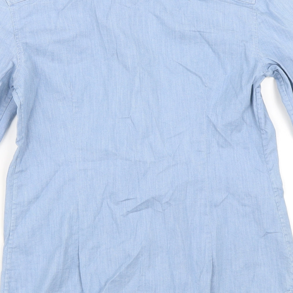 Massimo Dutti Womens Blue   Basic Button-Up Size 34