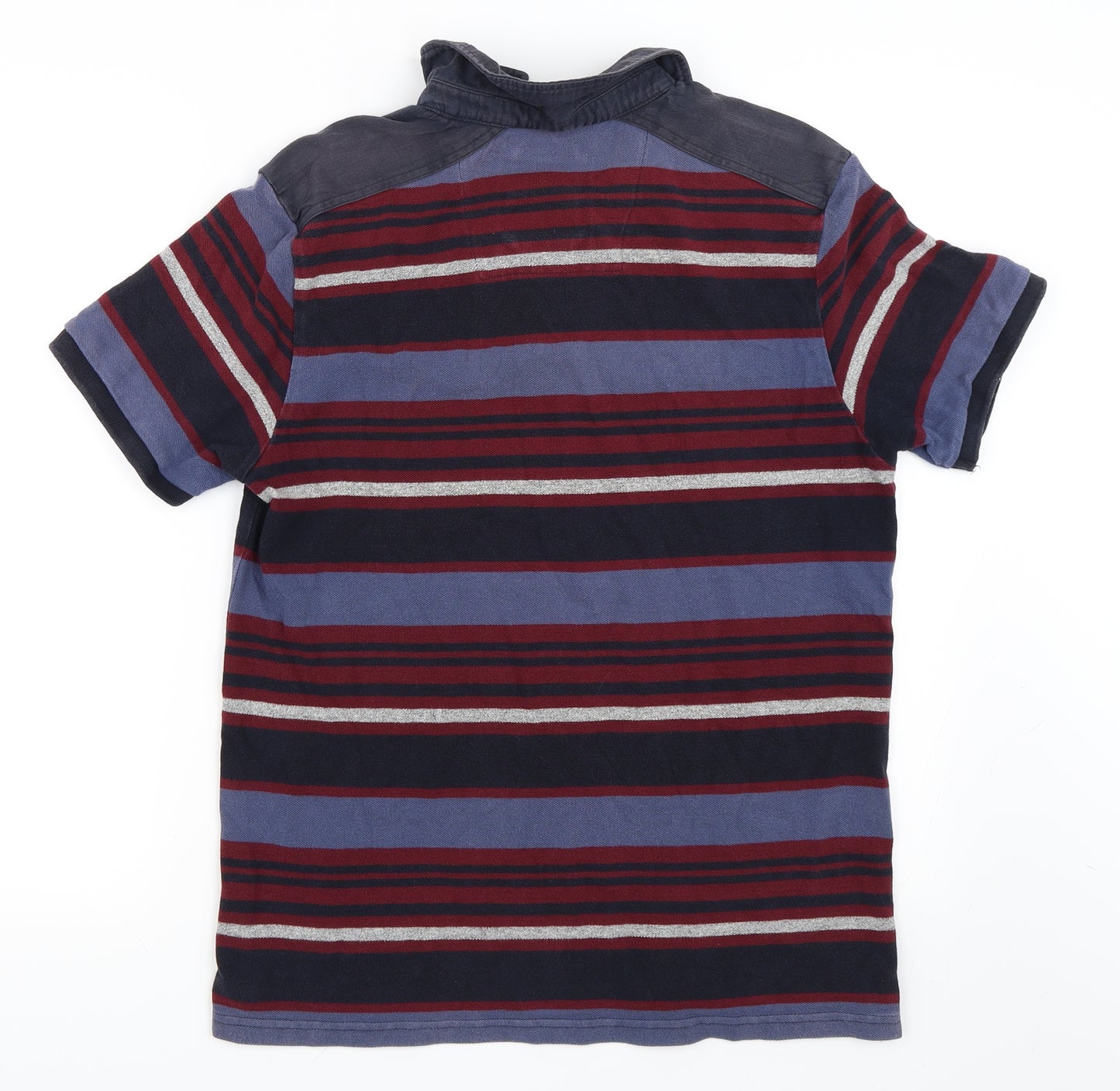 Boston Crew Mens Blue Striped   Polo Size M