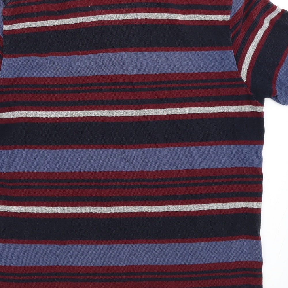 Boston Crew Mens Blue Striped   Polo Size M