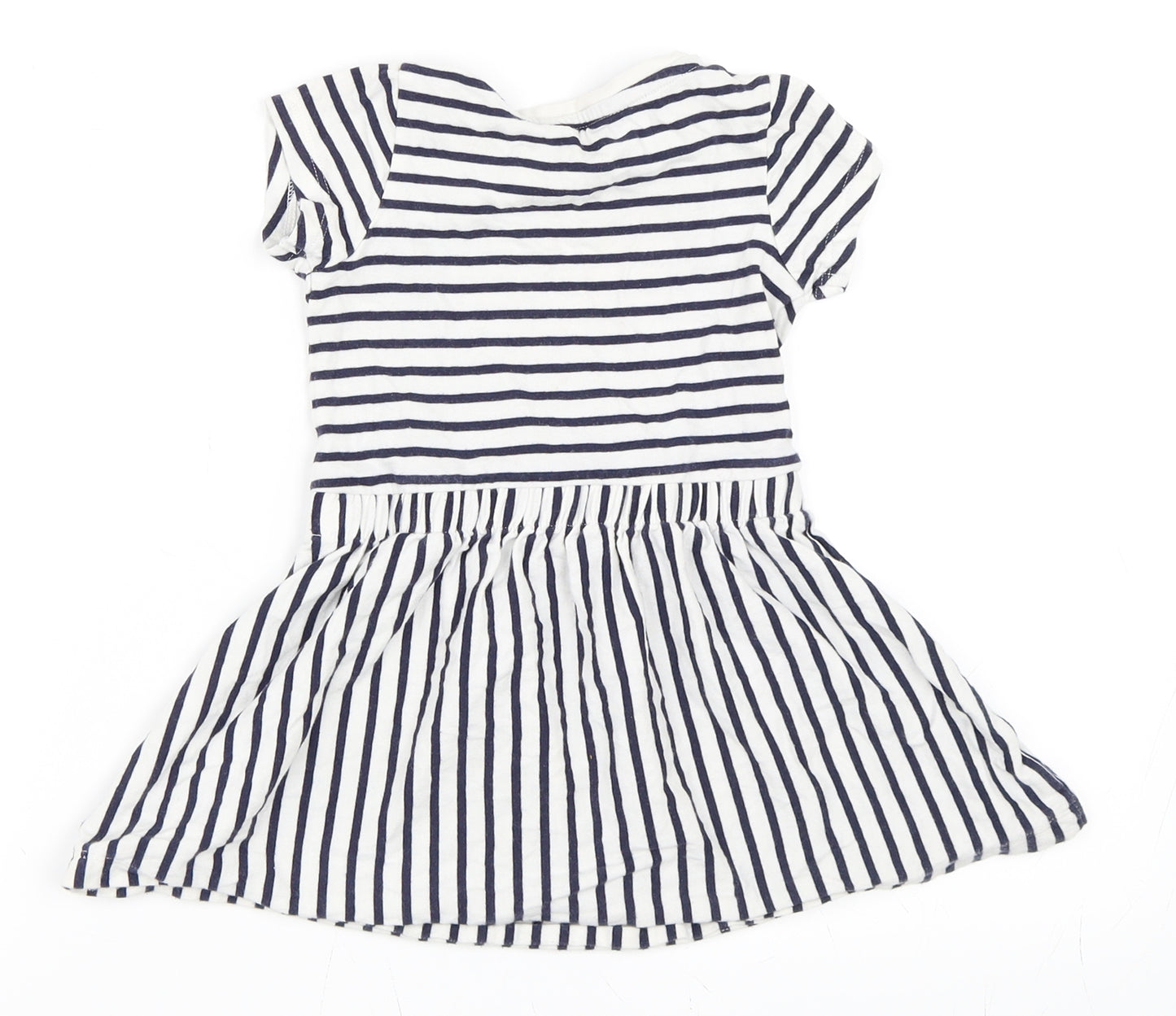 George Girls White Striped  Skater Dress  Size 12-18 Months