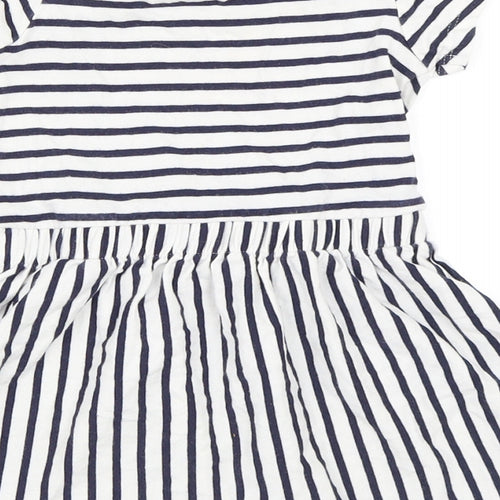 George Girls White Striped  Skater Dress  Size 12-18 Months