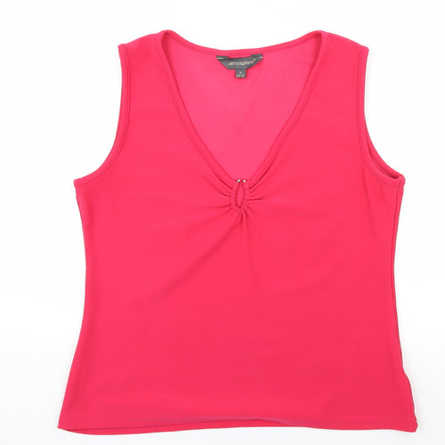 Atmosphere Womens Pink Striped Jersey Basic Tank Size 14