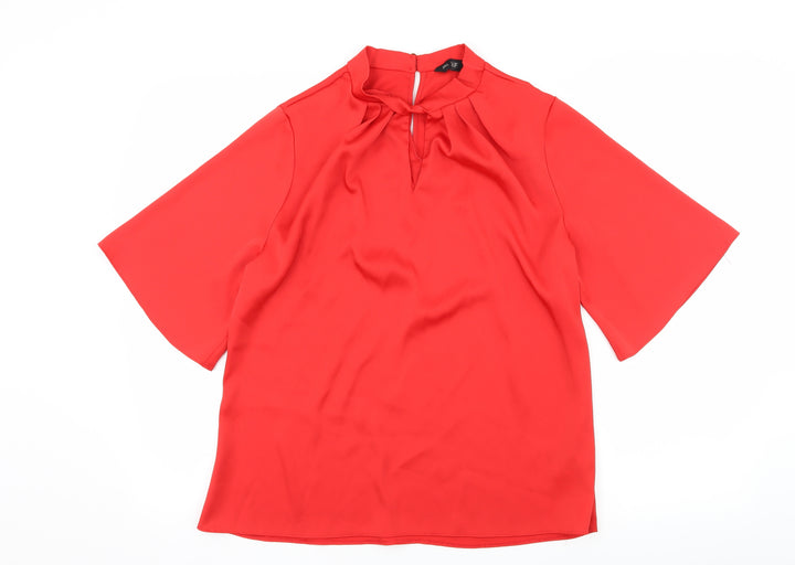 F&F Womens Red Satin Basic Blouse Size 14