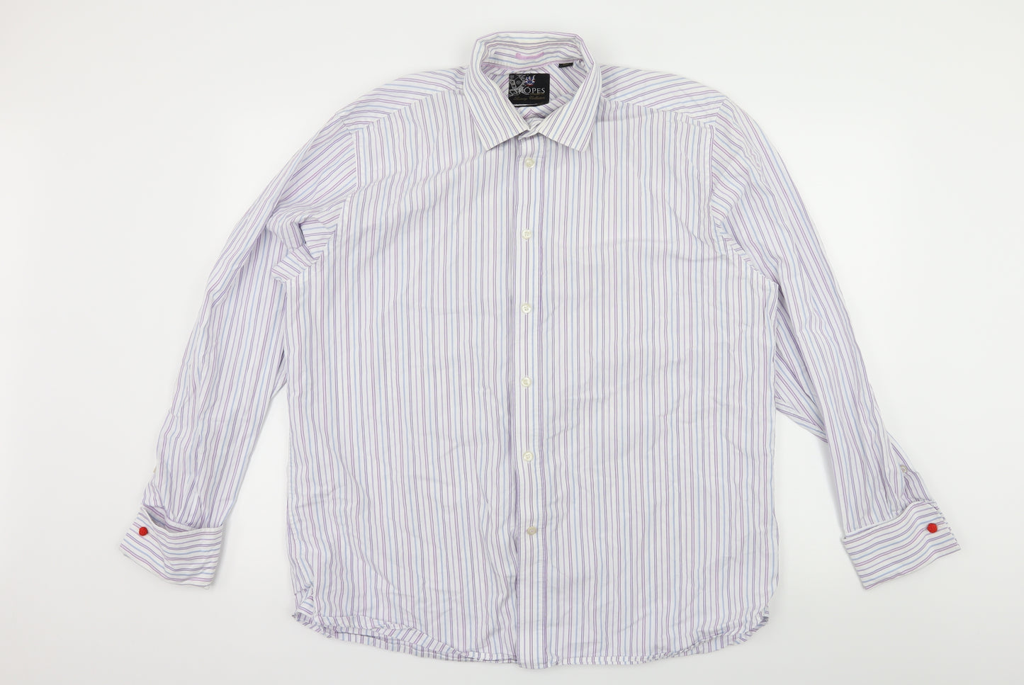 Skopes Mens Purple Striped   Dress Shirt Size 17
