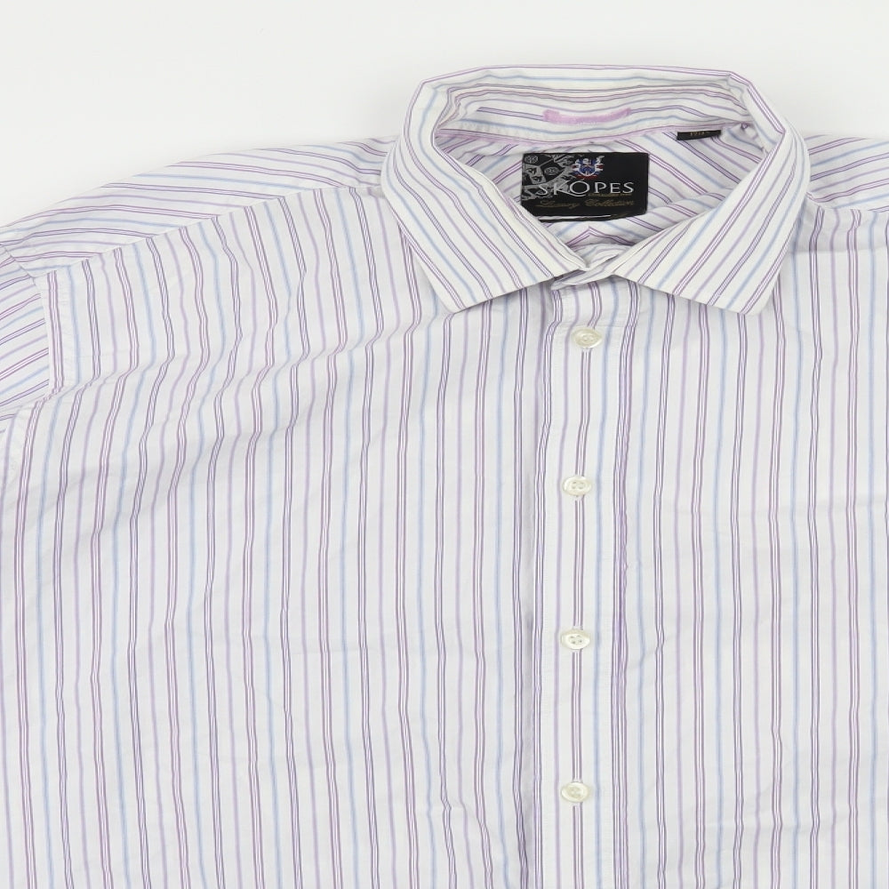 Skopes Mens Purple Striped   Dress Shirt Size 17