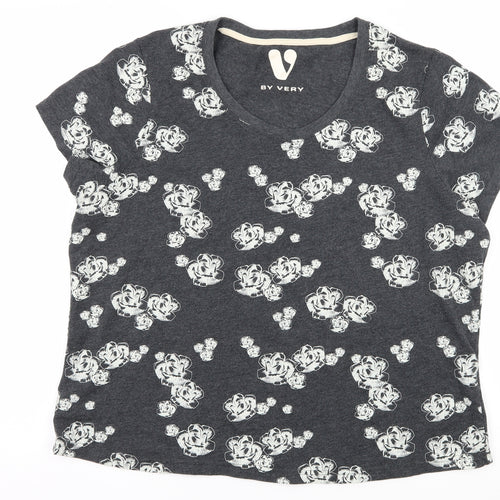Very Womens Grey Floral Jersey Top Pyjama Top Size 18