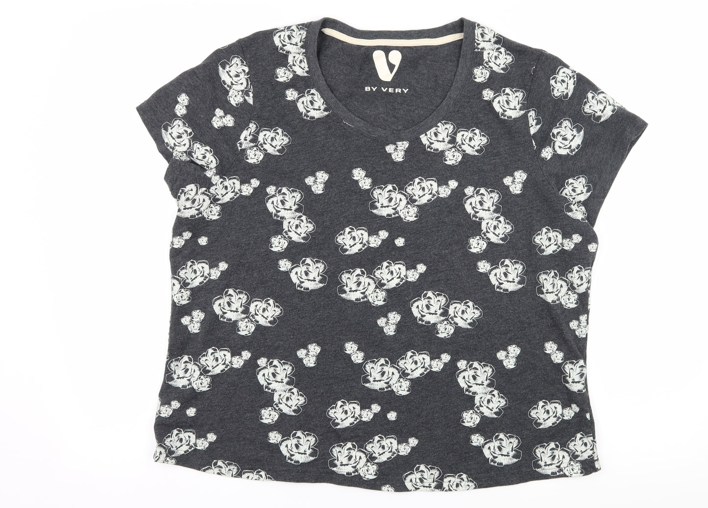 Very Womens Grey Floral Jersey Top Pyjama Top Size 18
