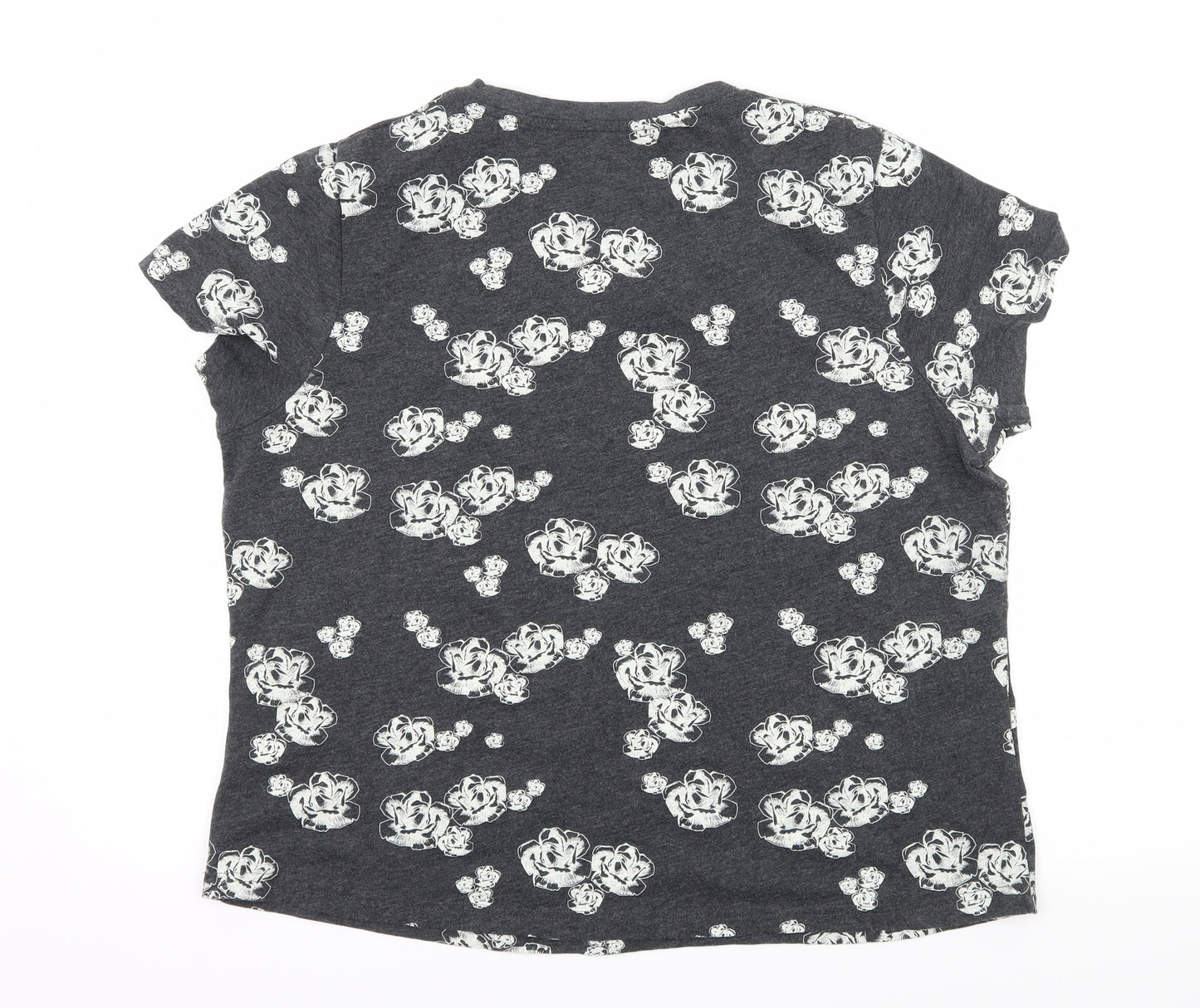 Very Womens Grey Floral Jersey Top Pyjama Top Size 18