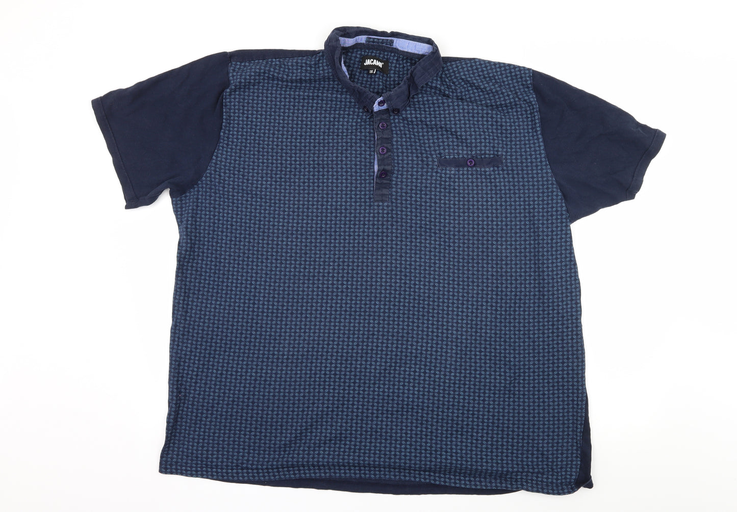 Jacamo Mens Blue Polka Dot Jersey  Polo Size XL
