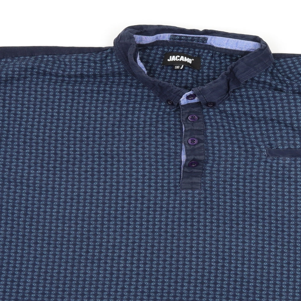 Jacamo Mens Blue Polka Dot Jersey  Polo Size XL