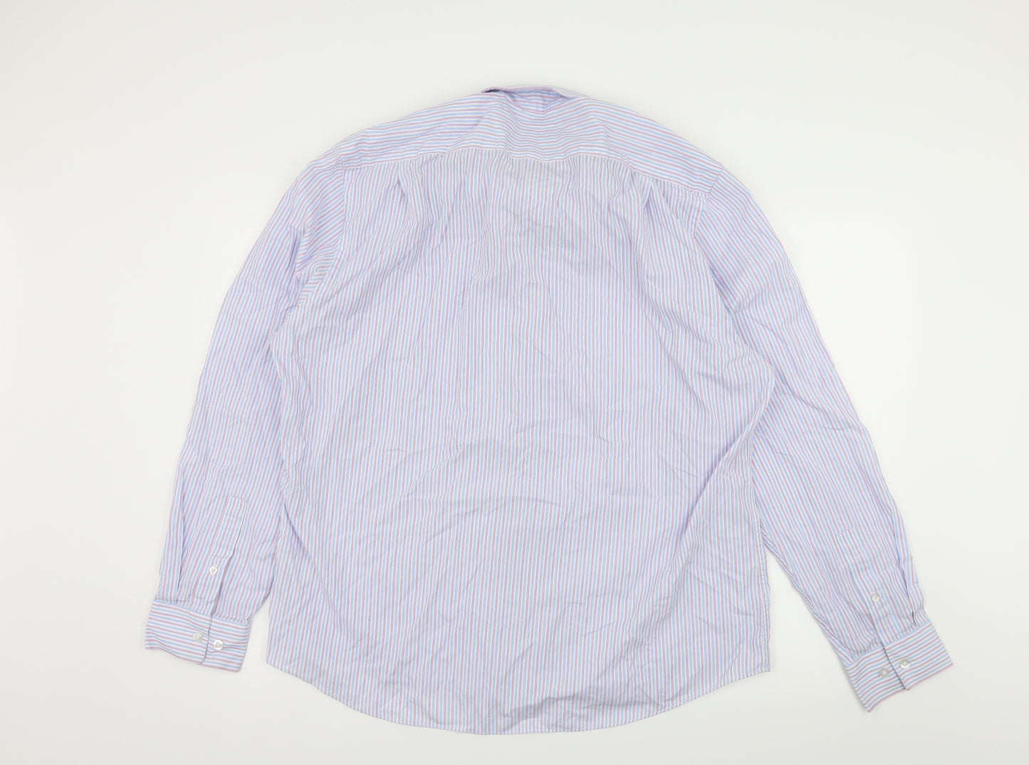 Scott & Taylor Mens Blue Striped   Dress Shirt Size 17