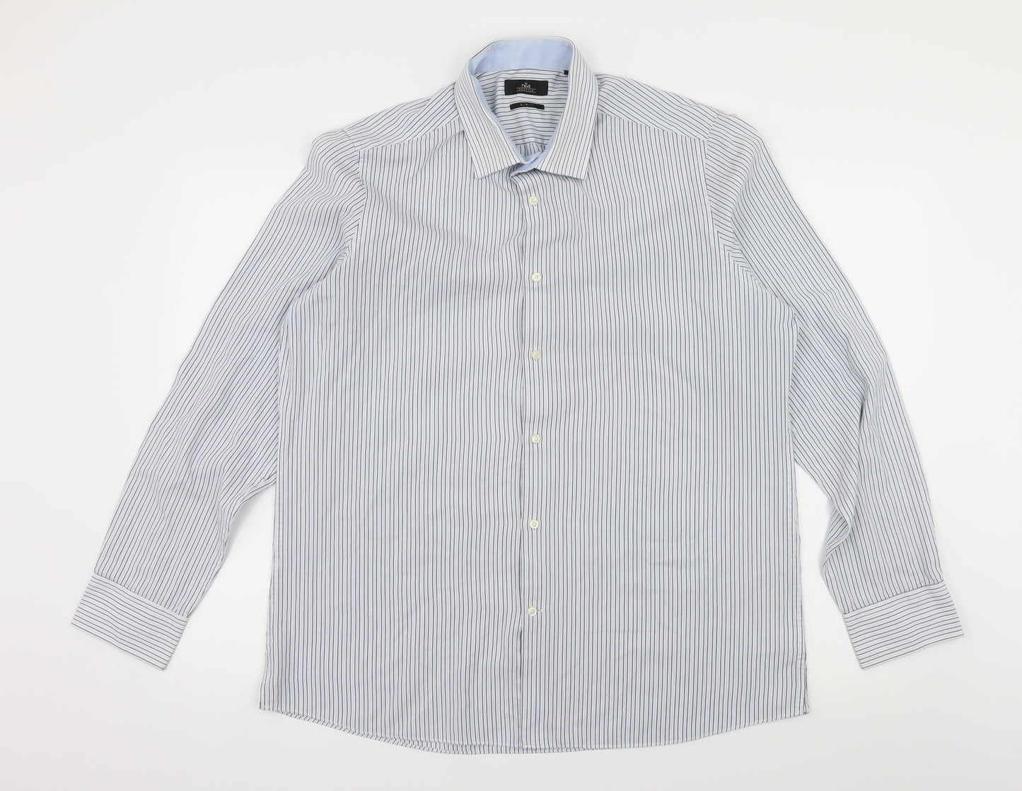 NEXT Mens Blue Striped   Dress Shirt Size 17
