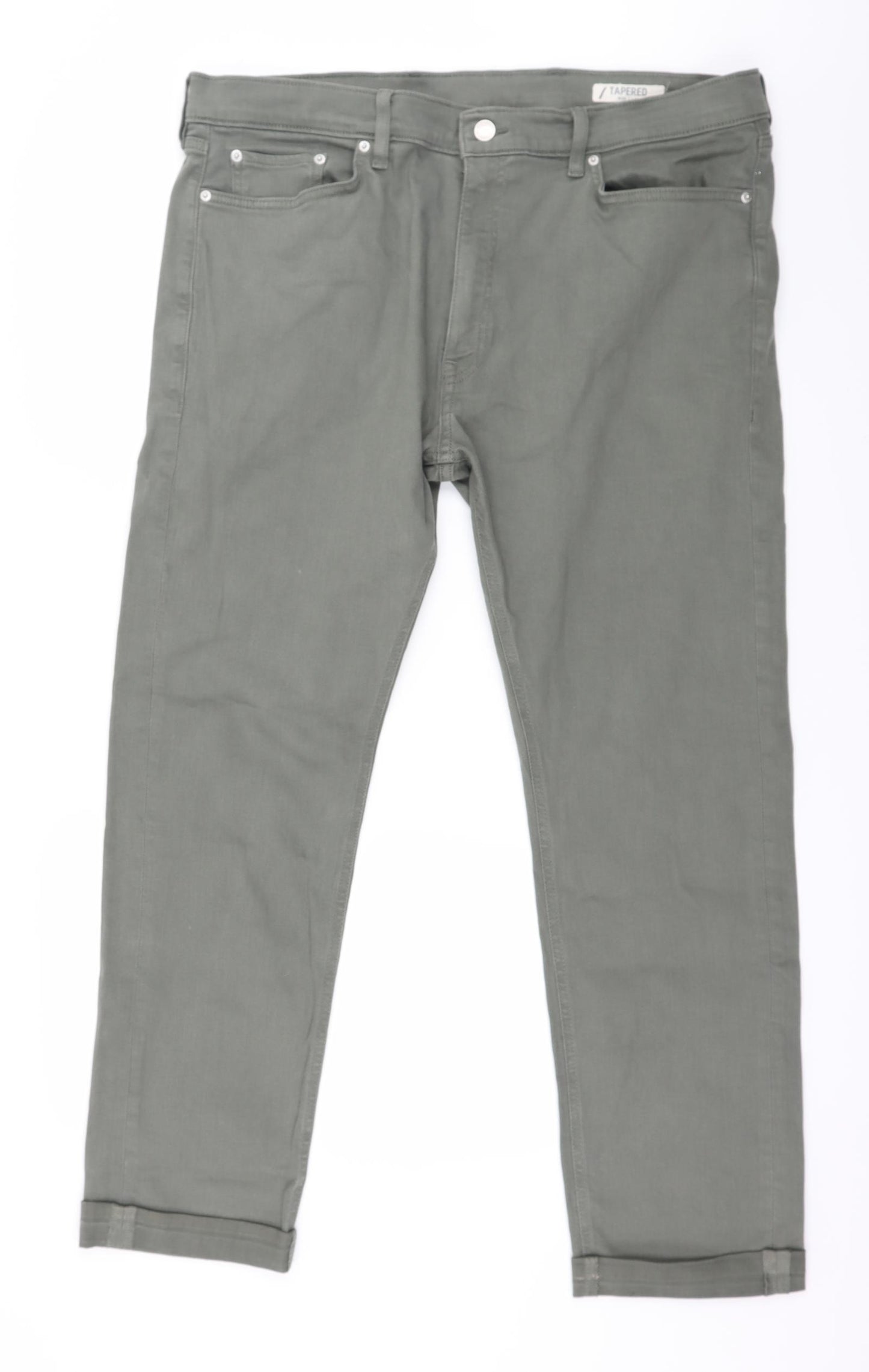 Preworn Mens Green  Denim Tapered Jeans Size 38 in L31 in
