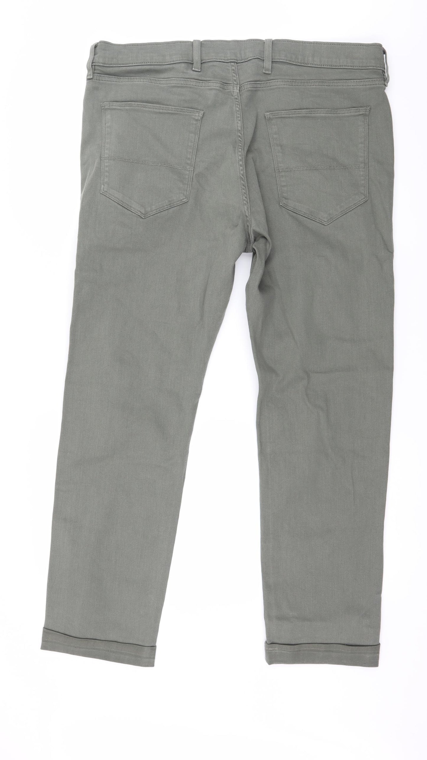 Preworn Mens Green  Denim Tapered Jeans Size 38 in L31 in
