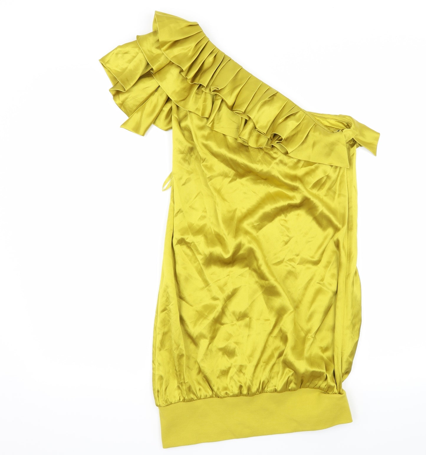 Ted Baker Womens Green  Satin A-Line  Size S  - Ruffle Detail