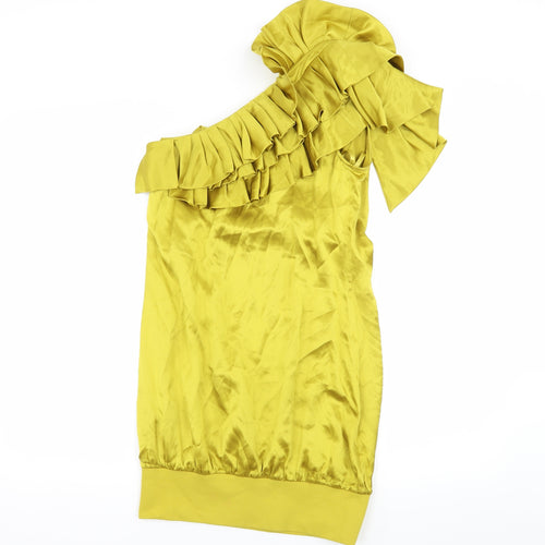 Ted Baker Womens Green  Satin A-Line  Size S  - Ruffle Detail