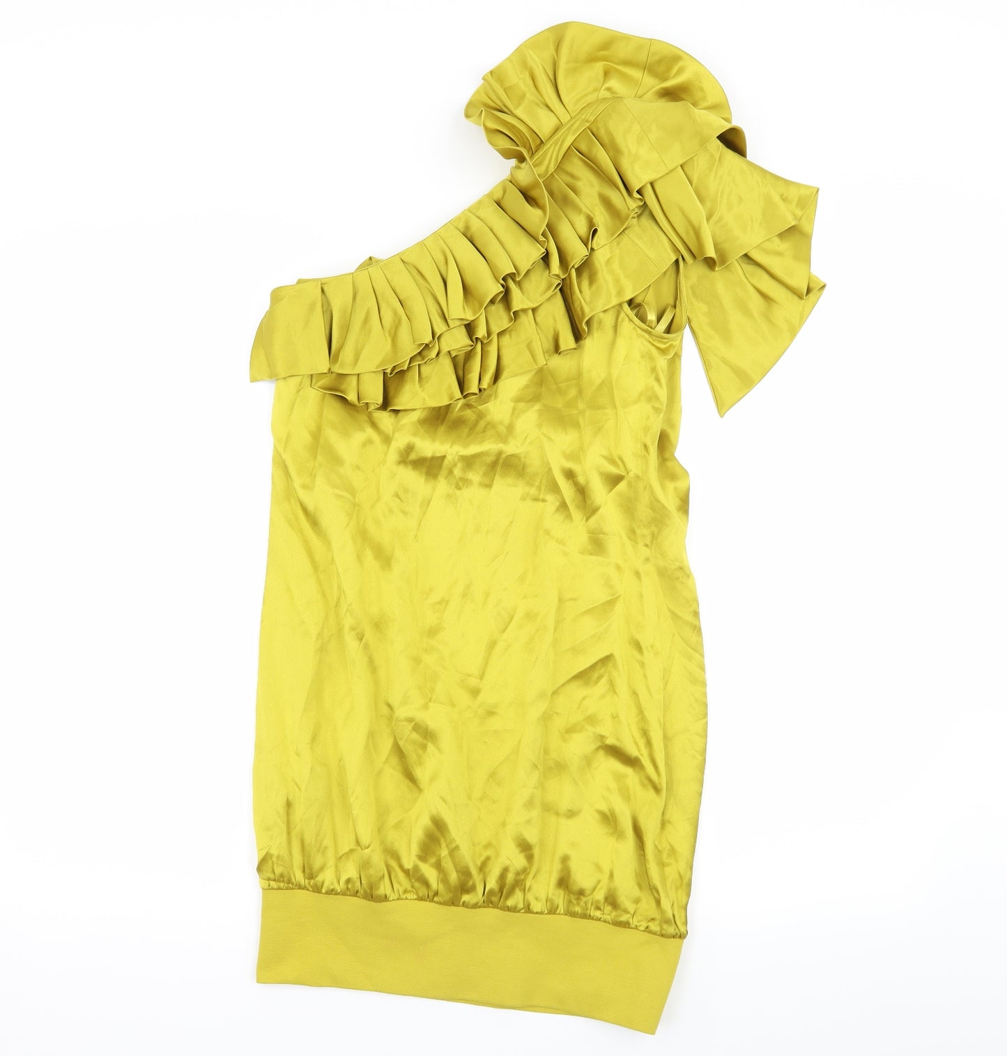 Ted Baker Womens Green  Satin A-Line  Size S  - Ruffle Detail
