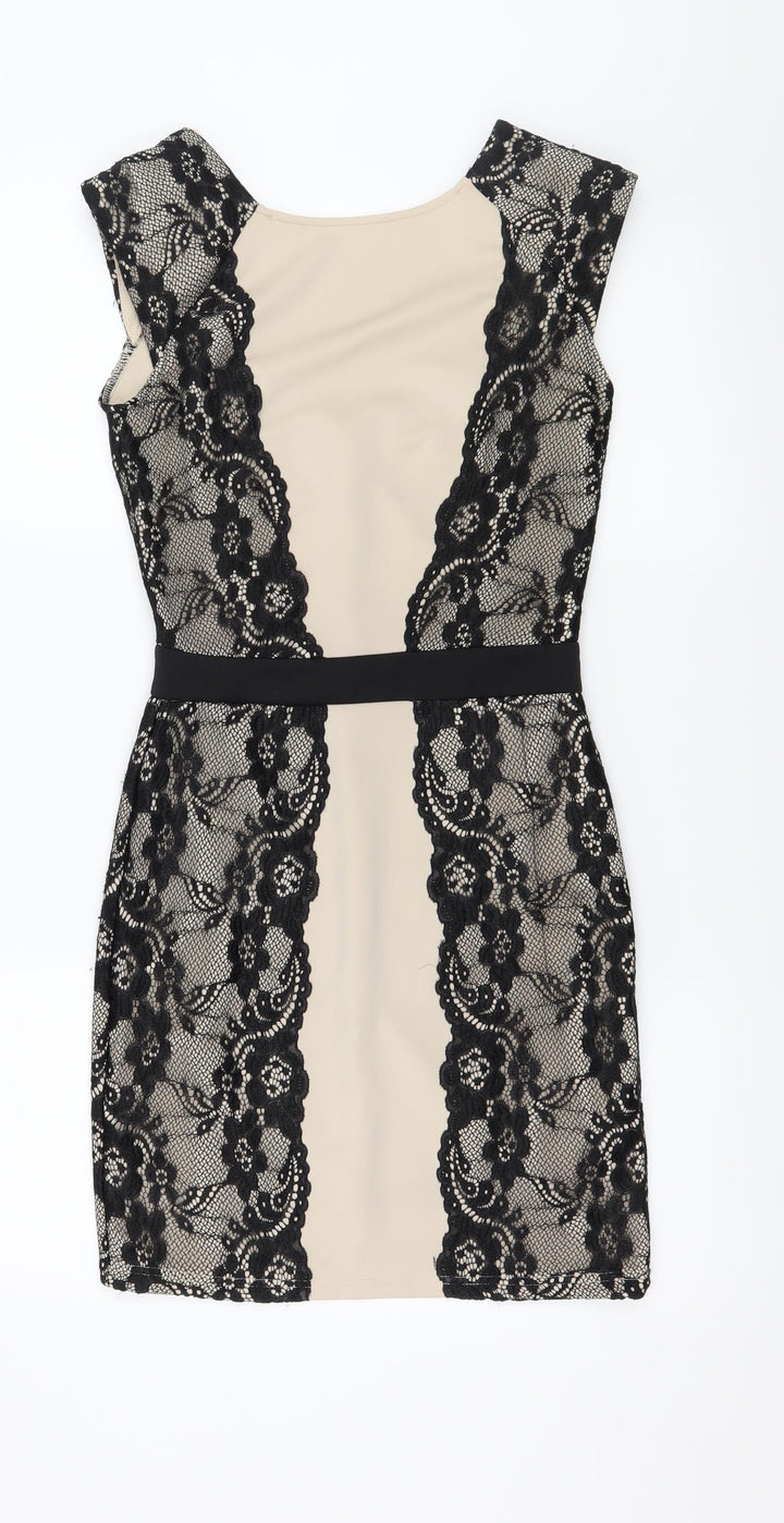 Boohoo Womens Ivory Bodycon Size 8 - Lace Detail