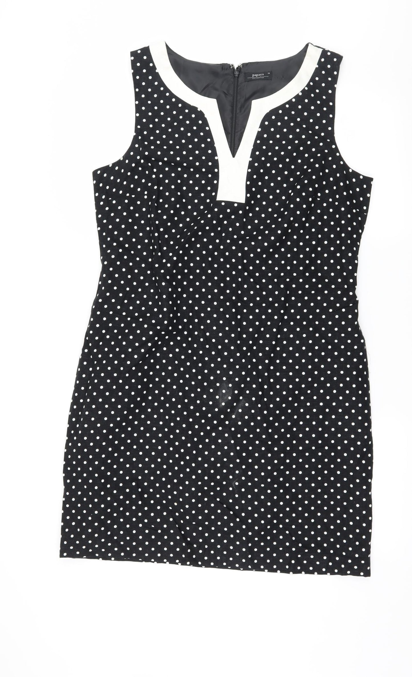Papay Womens Black Polka Dot  A-Line  Size 14