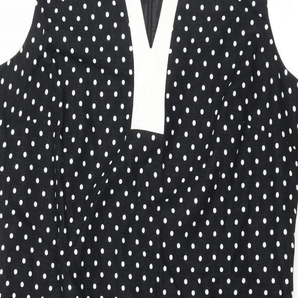 Papay Womens Black Polka Dot  A-Line  Size 14
