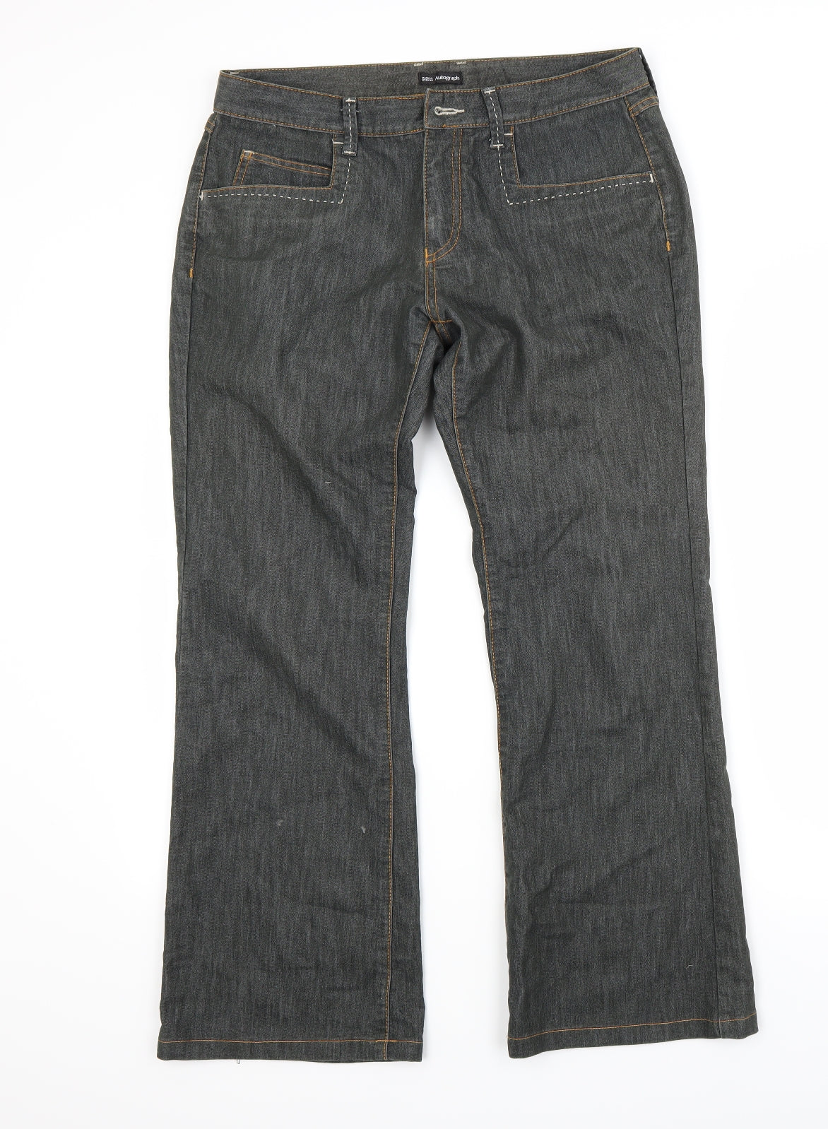marks` Womens Black  Denim Wide-Leg Jeans Size 12 L27 in