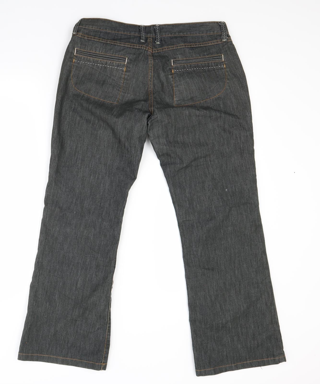 marks` Womens Black  Denim Wide-Leg Jeans Size 12 L27 in