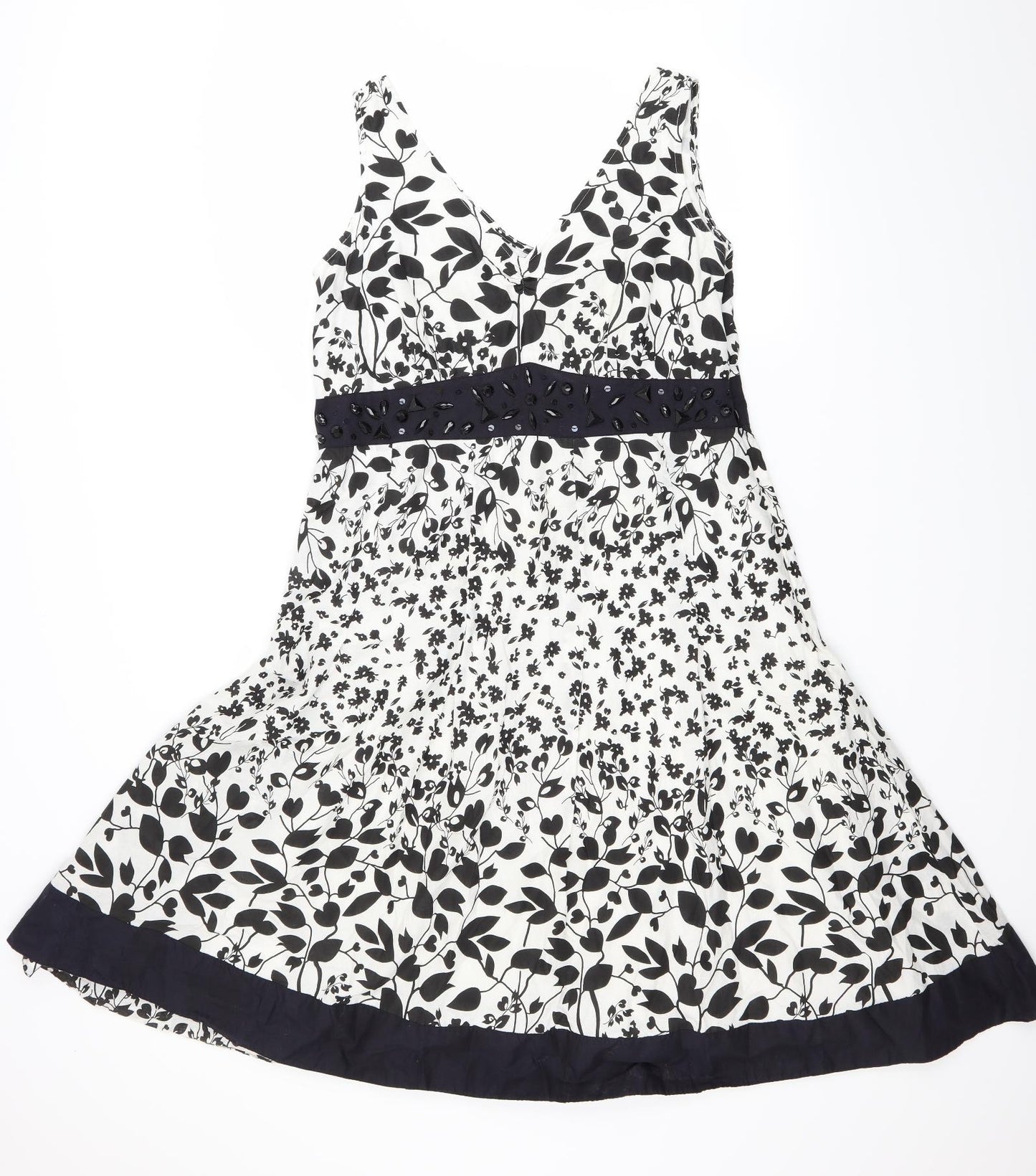Per Una Womens White Floral  Fit & Flare  Size 16