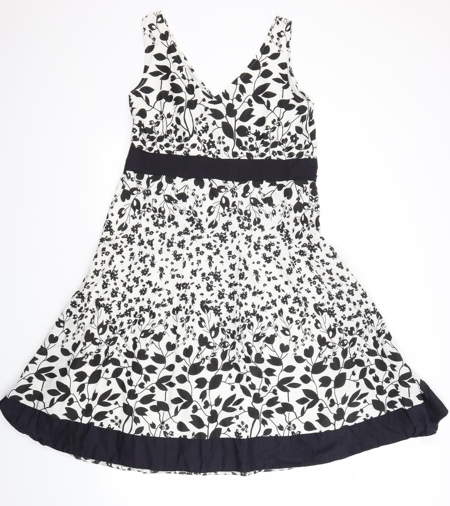 Per Una Womens White Floral  Fit & Flare  Size 16