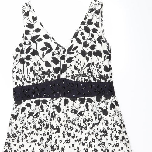 Per Una Womens White Floral  Fit & Flare  Size 16