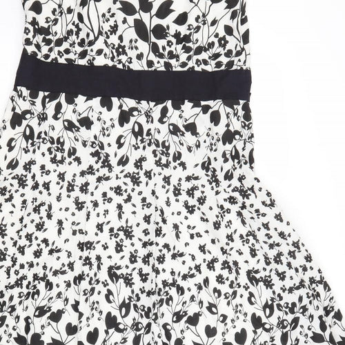 Per Una Womens White Floral  Fit & Flare  Size 16