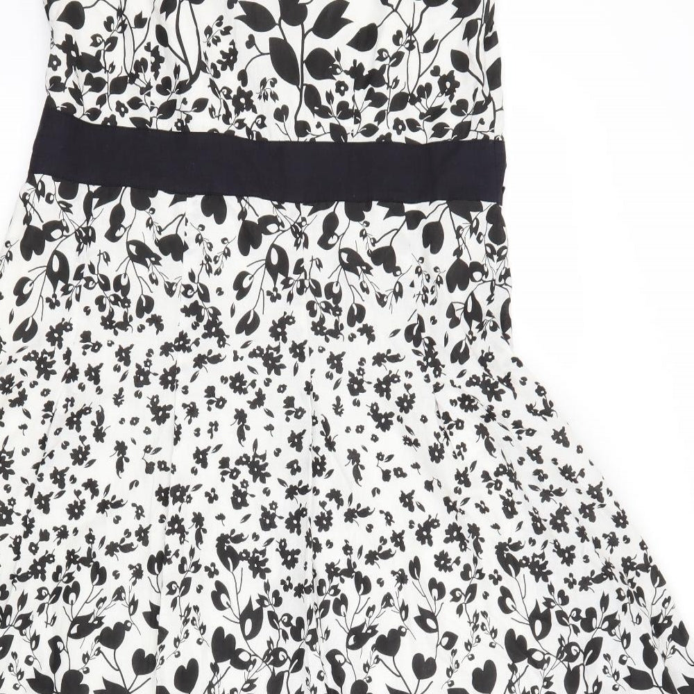 Per Una Womens White Floral  Fit & Flare  Size 16