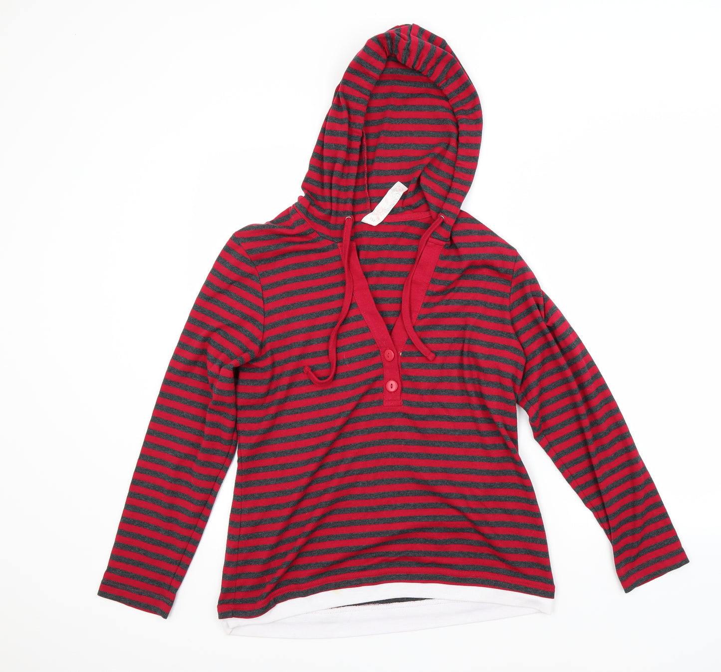 Preworn Womens Red Striped  Pullover Hoodie Size M