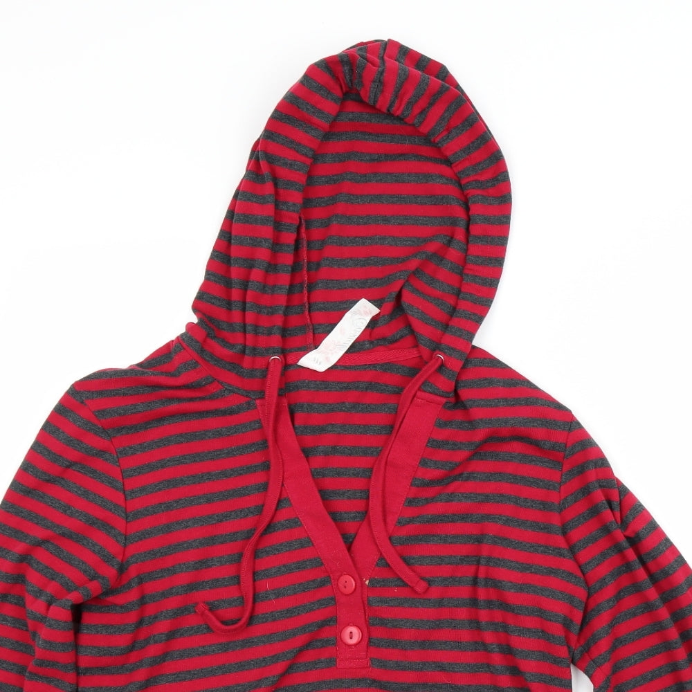 Preworn Womens Red Striped  Pullover Hoodie Size M