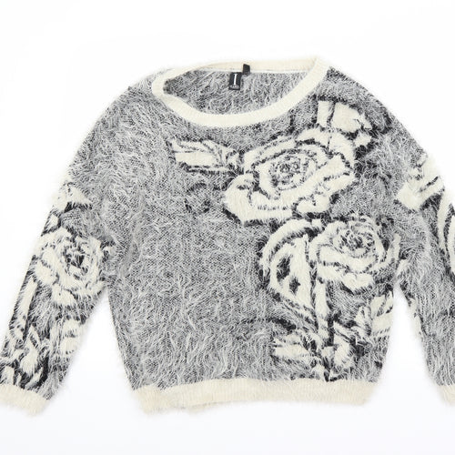 Izabel London Womens White Floral  Pullover Jumper Size 10