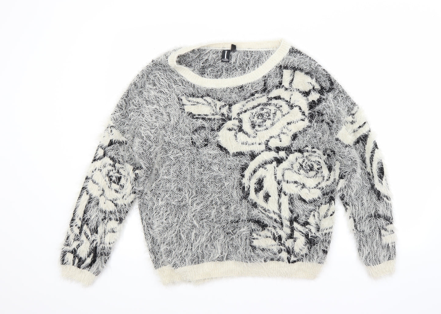 Izabel London Womens White Floral  Pullover Jumper Size 10