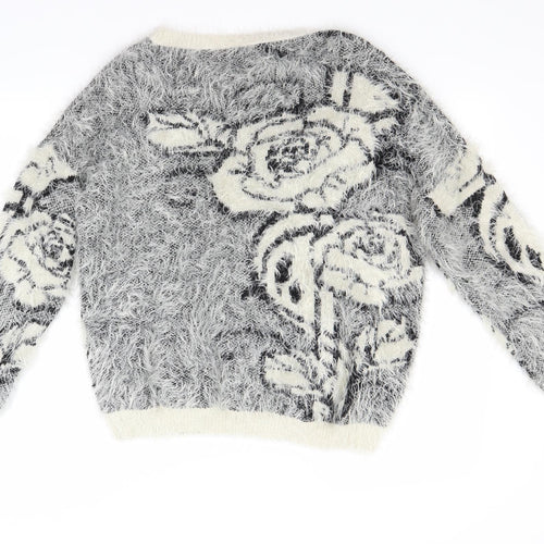 Izabel London Womens White Floral  Pullover Jumper Size 10
