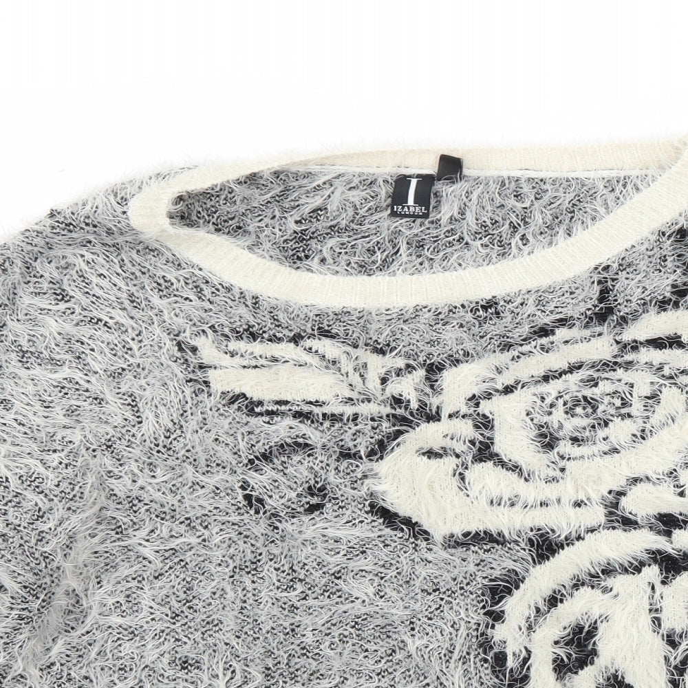 Izabel London Womens White Floral  Pullover Jumper Size 10