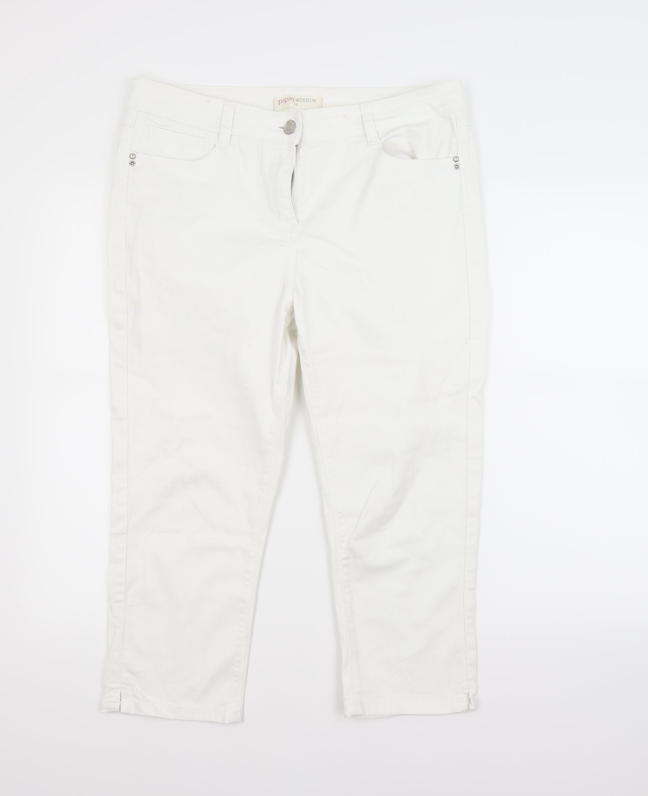 Papaya Womens White  Denim Capri Jeans Size 14 L21 in
