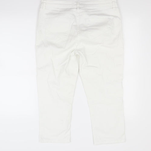 Papaya Womens White  Denim Capri Jeans Size 14 L21 in